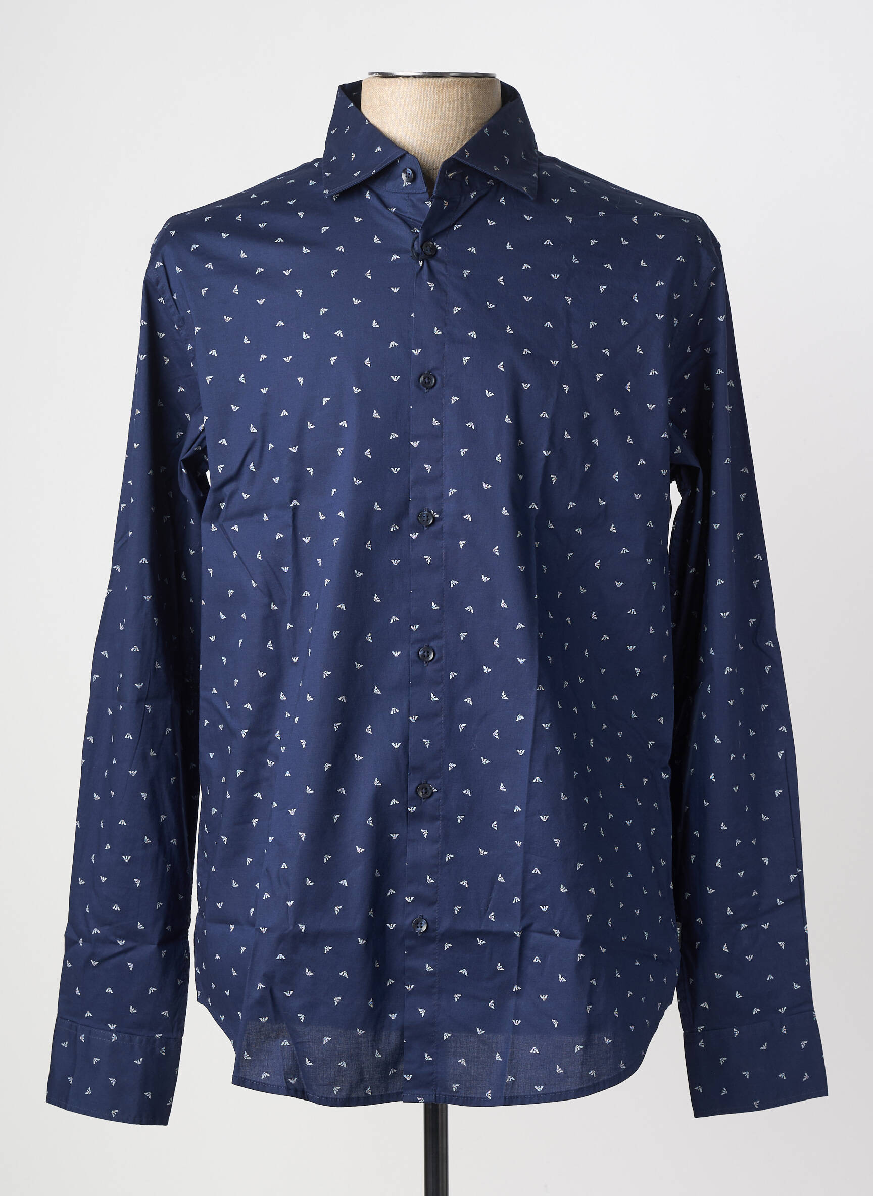 Chemise manches longues imprimé fantaisie bleu ARMANI homme