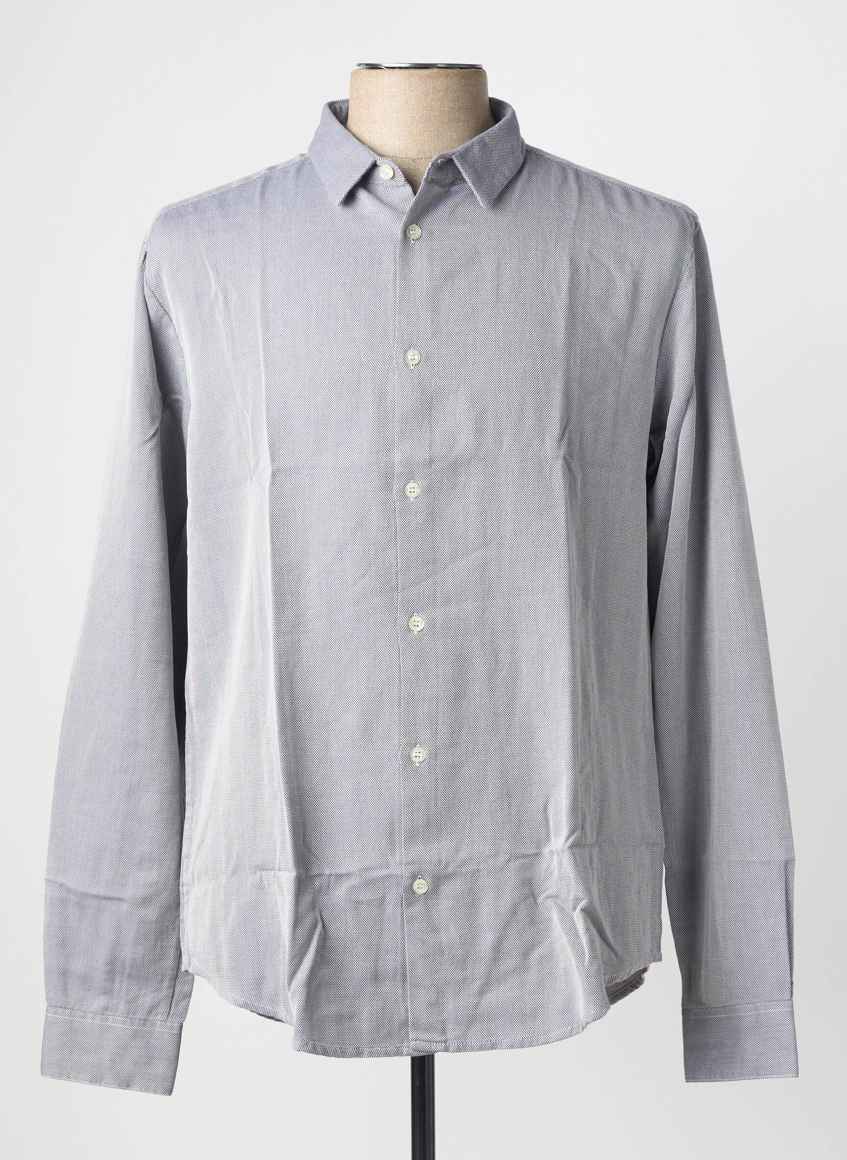 Chemise manches longues coupe cintrée bleu ARMANI homme