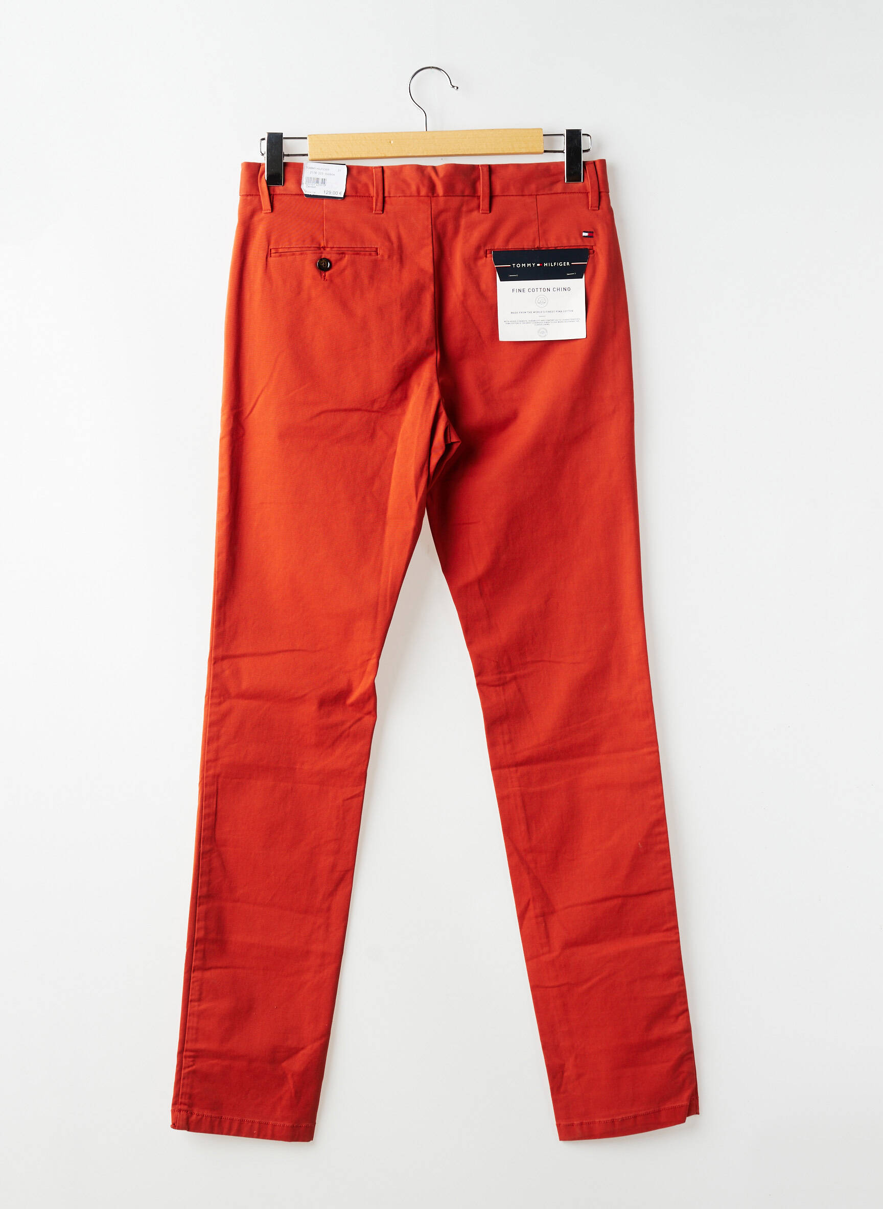 Pantalon chino tissage popeline taille normale orange TOMMY HILFIGER homme