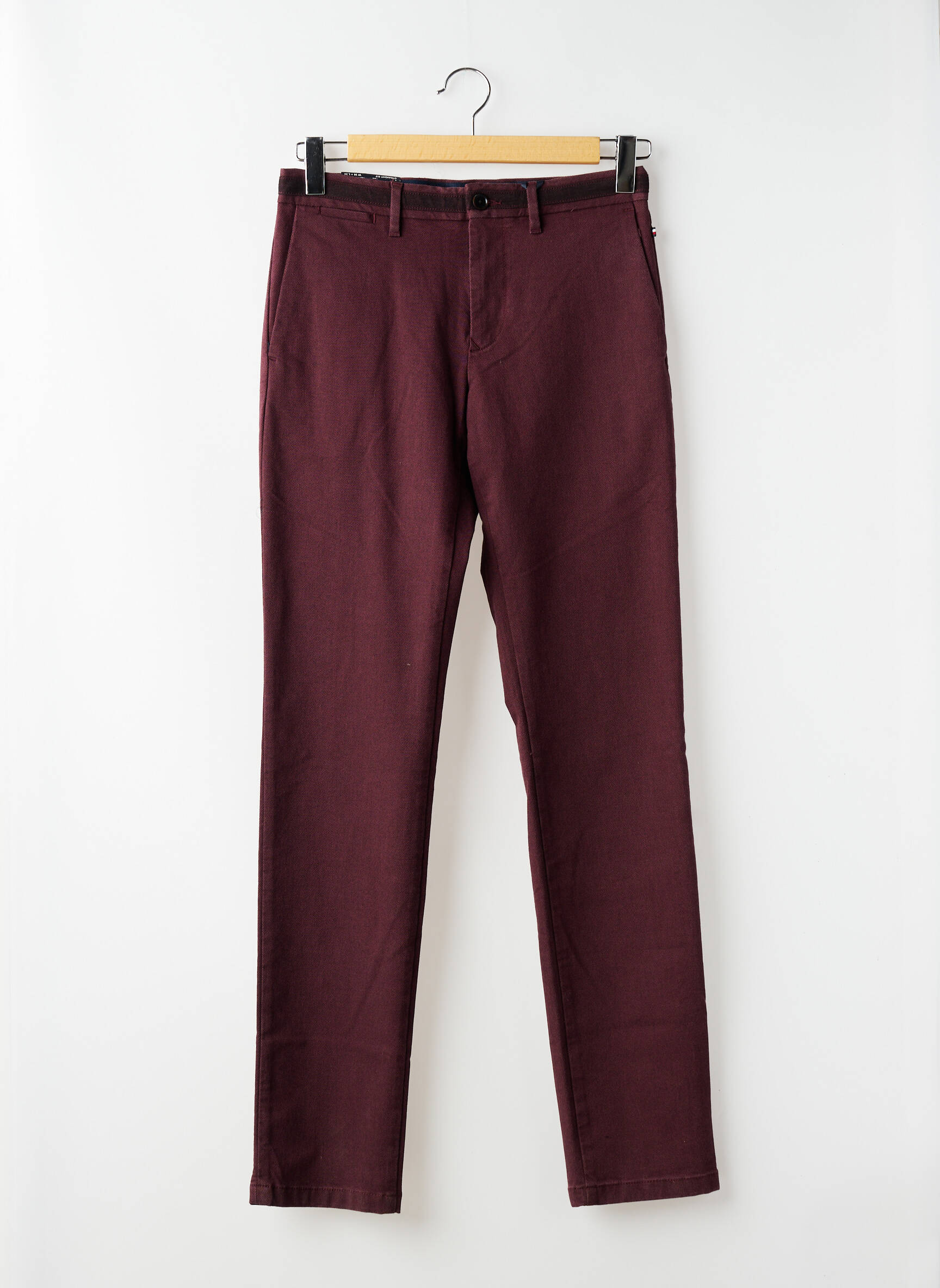 Pantalon chino tissage chiné taille basse rouge TOMMY HILFIGER homme