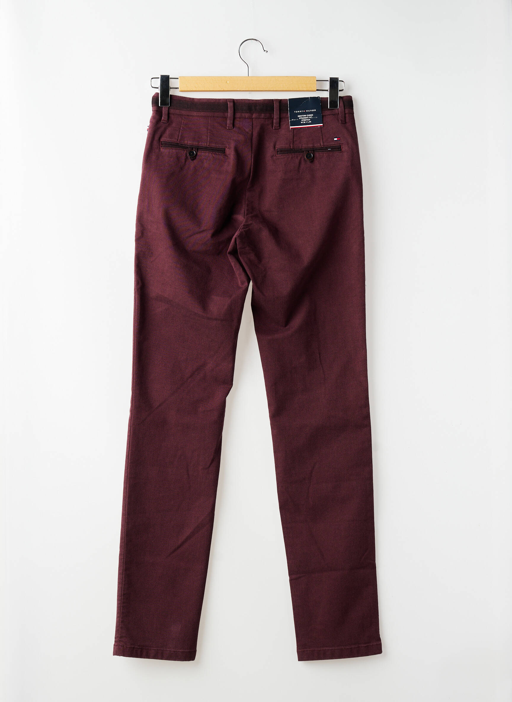 Pantalon chino tissage chiné taille basse rouge TOMMY HILFIGER homme