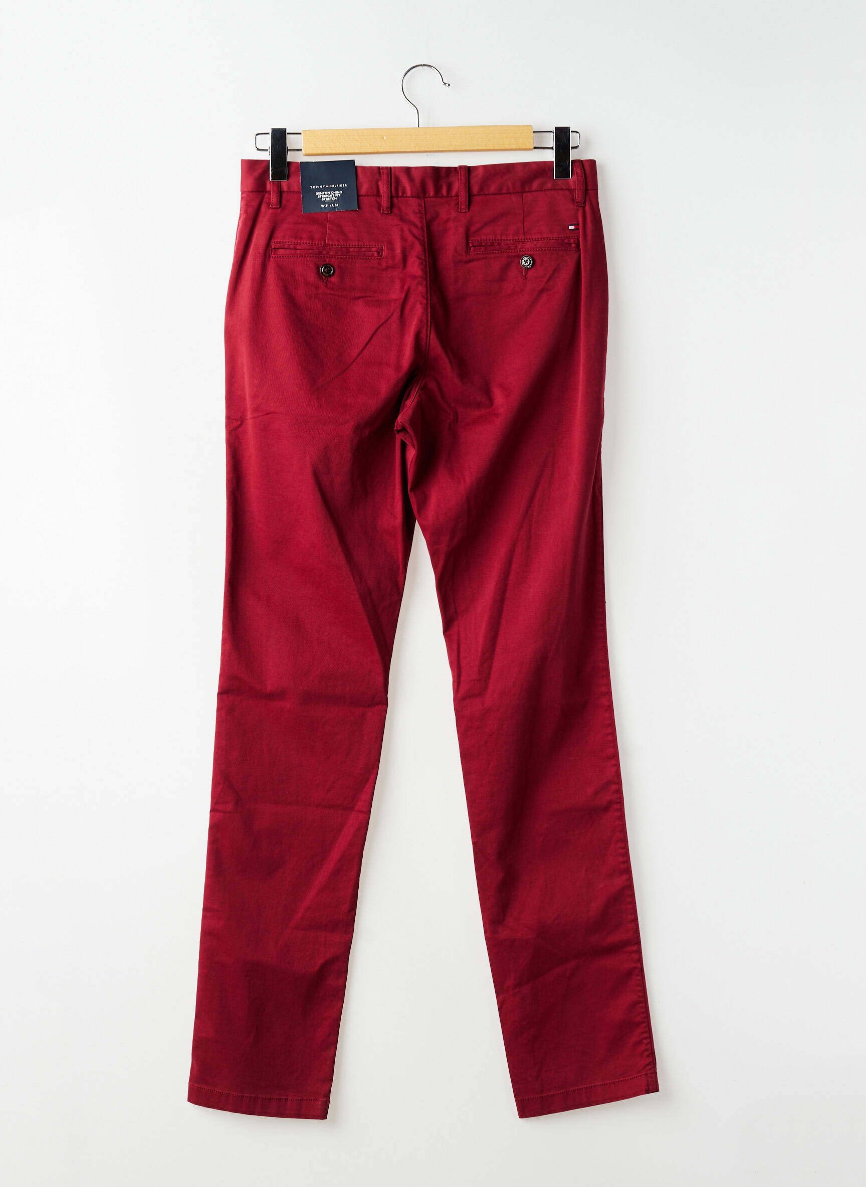 Pantalon chino tissage popeline taille normale rouge TOMMY HILFIGER homme