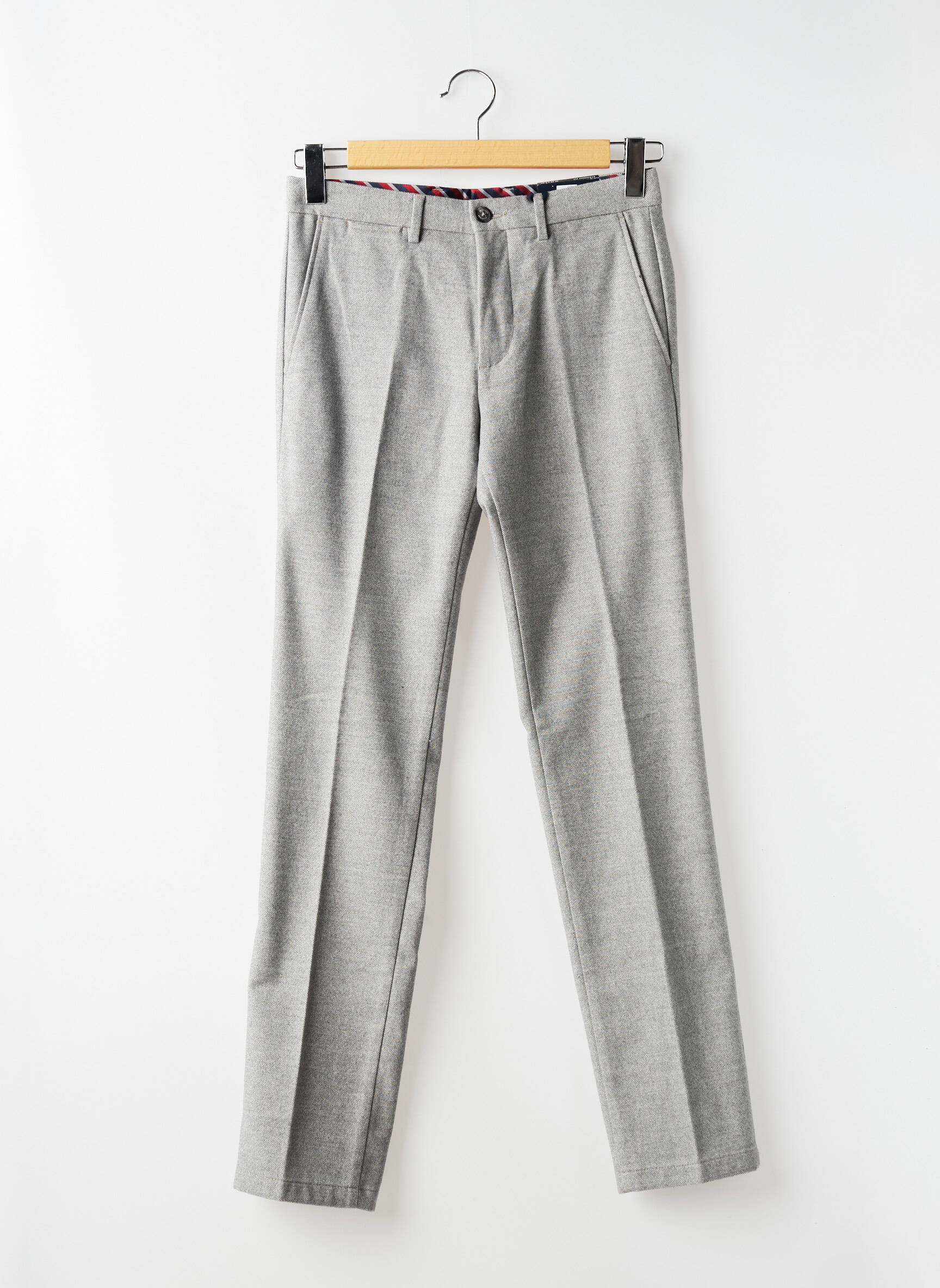 Pantalon slim tissage chiné taille haute gris TOMMY HILFIGER homme