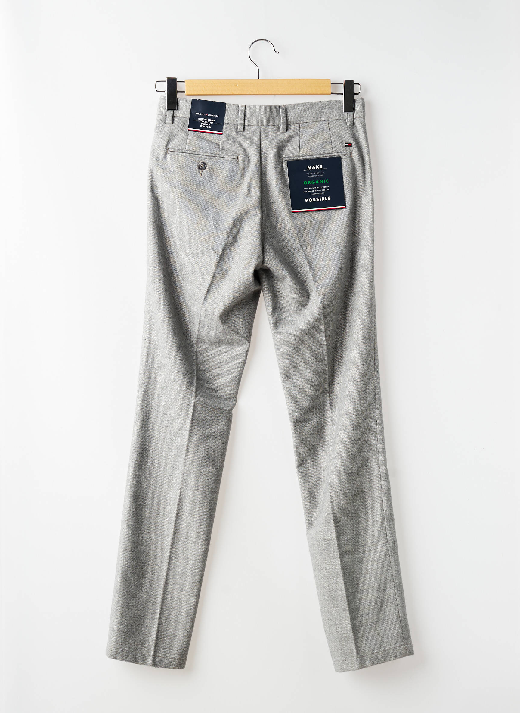 Pantalon slim tissage chiné taille haute gris TOMMY HILFIGER homme
