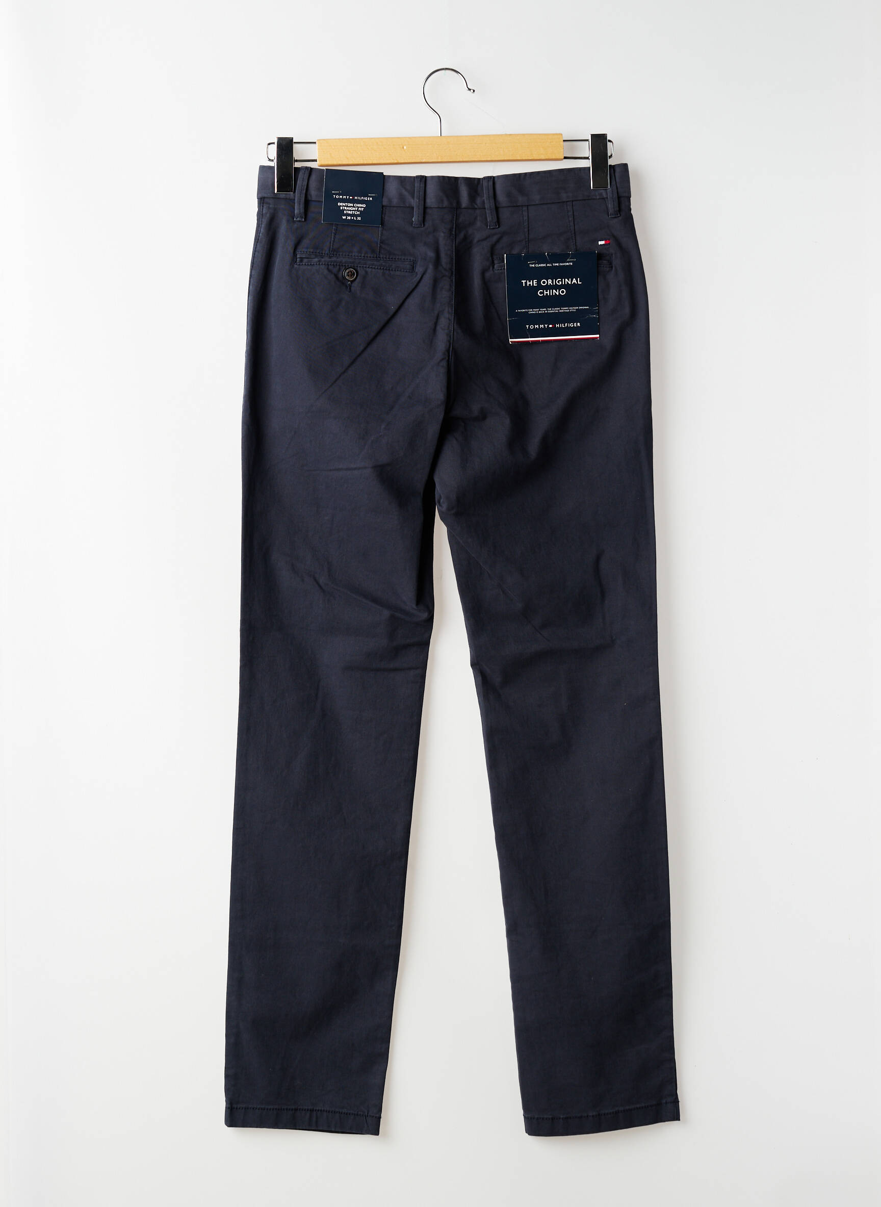 Pantalon chino tissage popeline taille normale bleu TOMMY HILFIGER homme