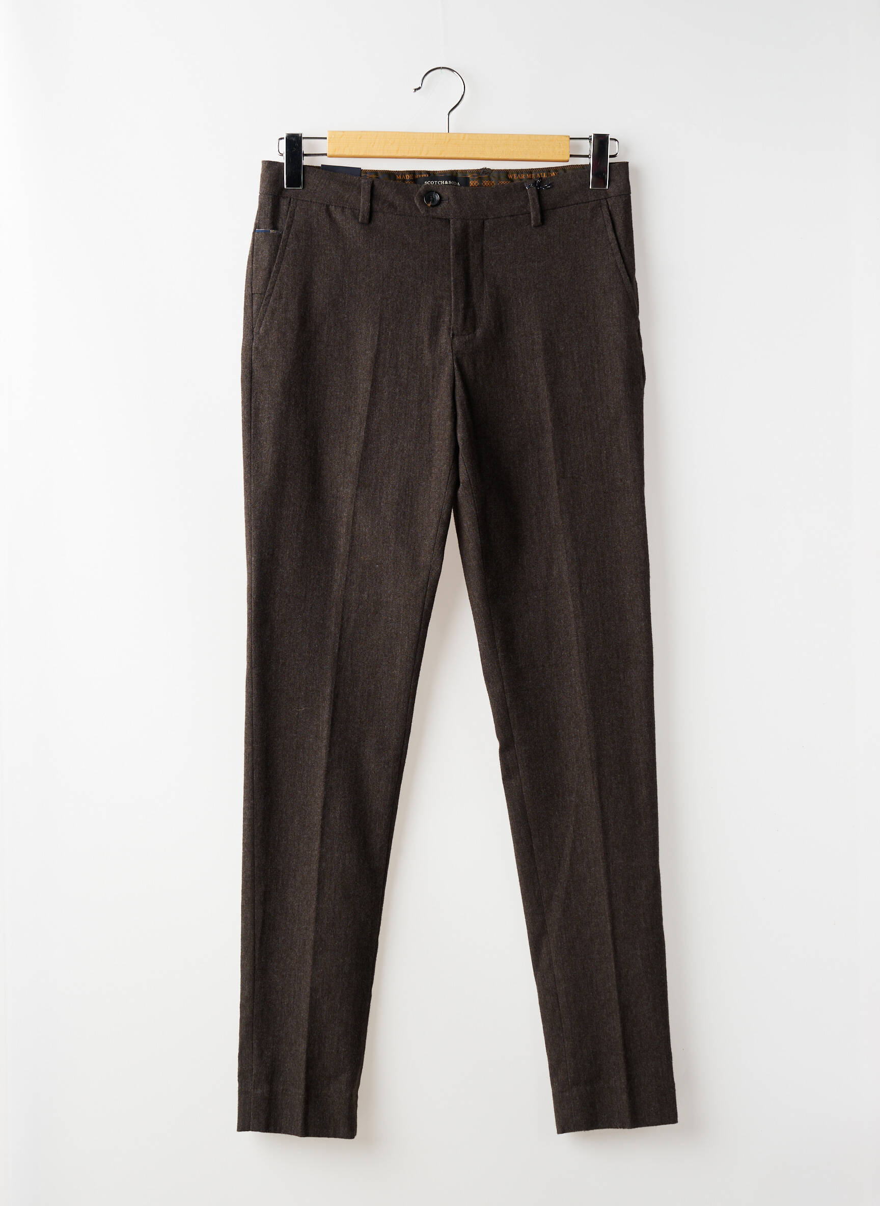 Pantalon slim tissage chiné taille basse marron SCOTCH & SODA homme