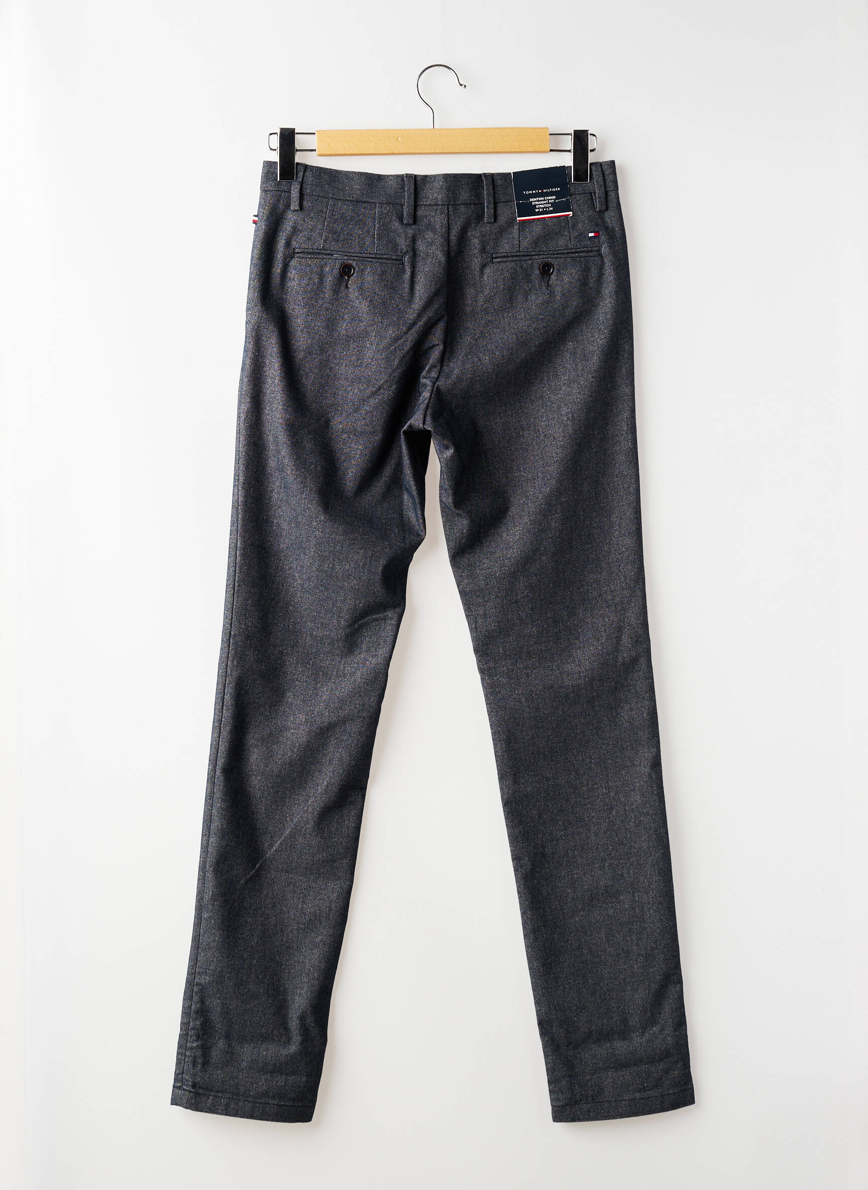 Pantalon slim tissage chiné taille basse bleu TOMMY HILFIGER homme