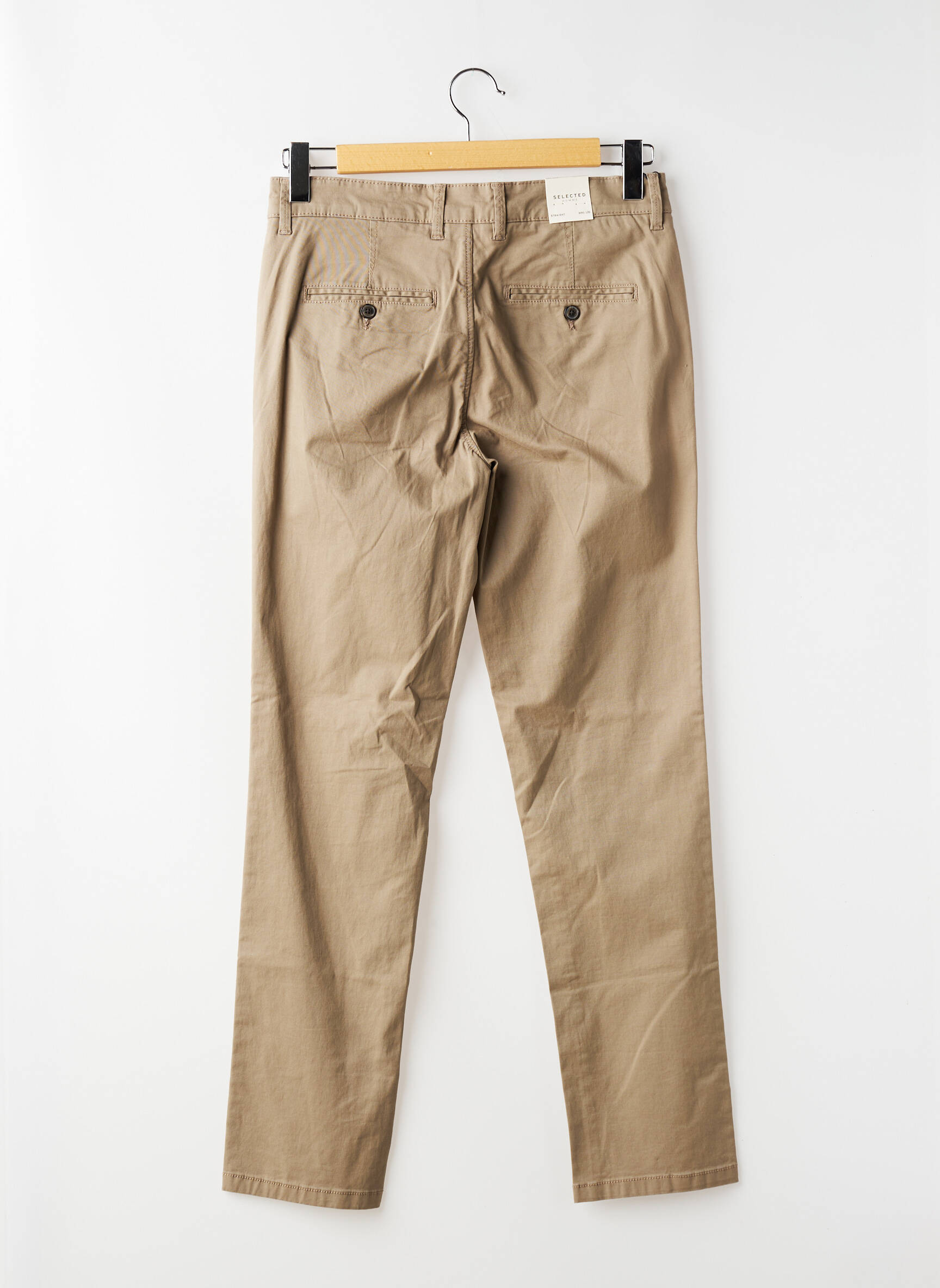 Pantalon chino tissage popeline taille normale beige SELECTED homme