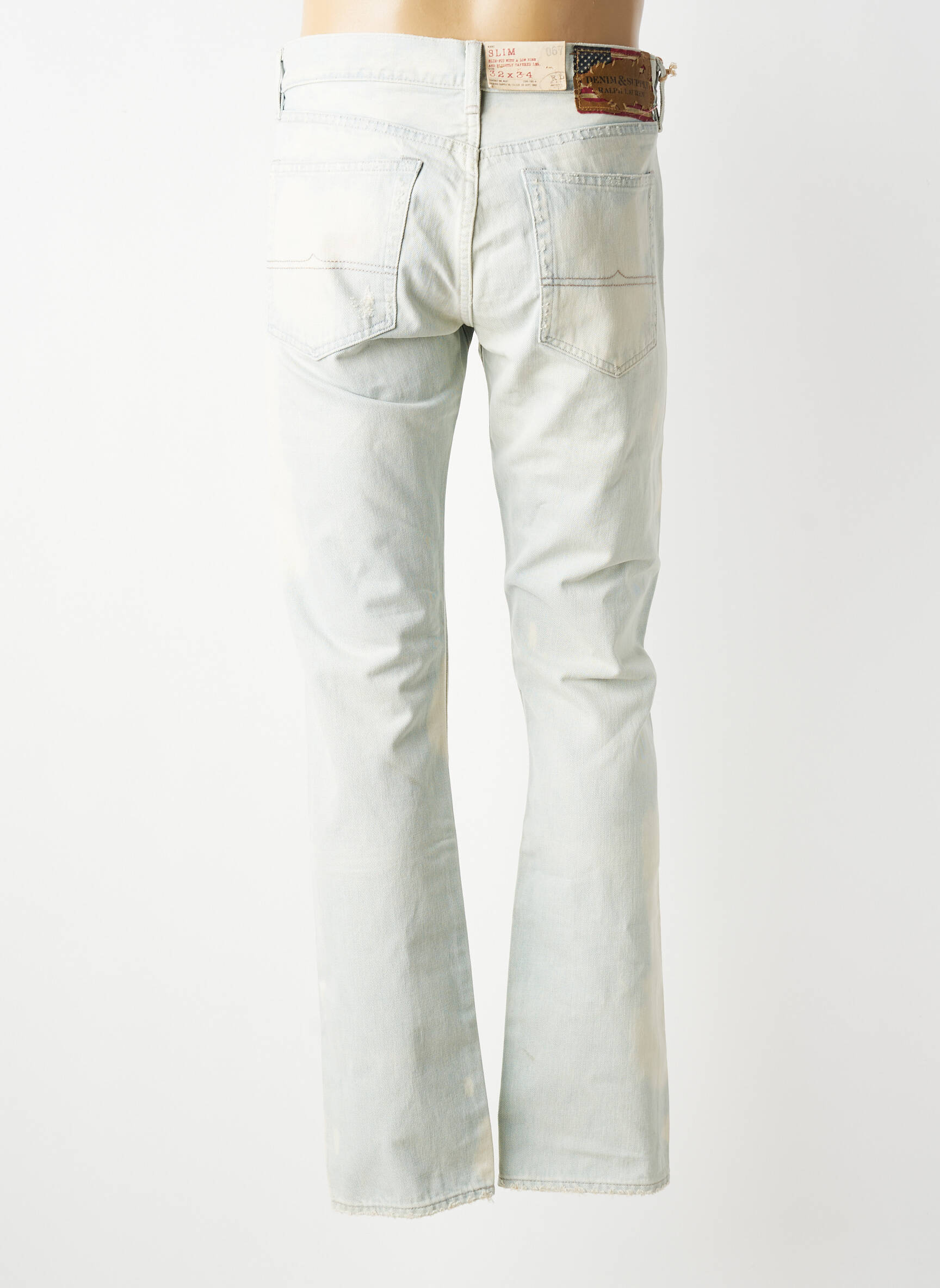 Jeans coupe slim fermeture boutonnée sur le devant taille normale bleu RALPH LAUREN homme