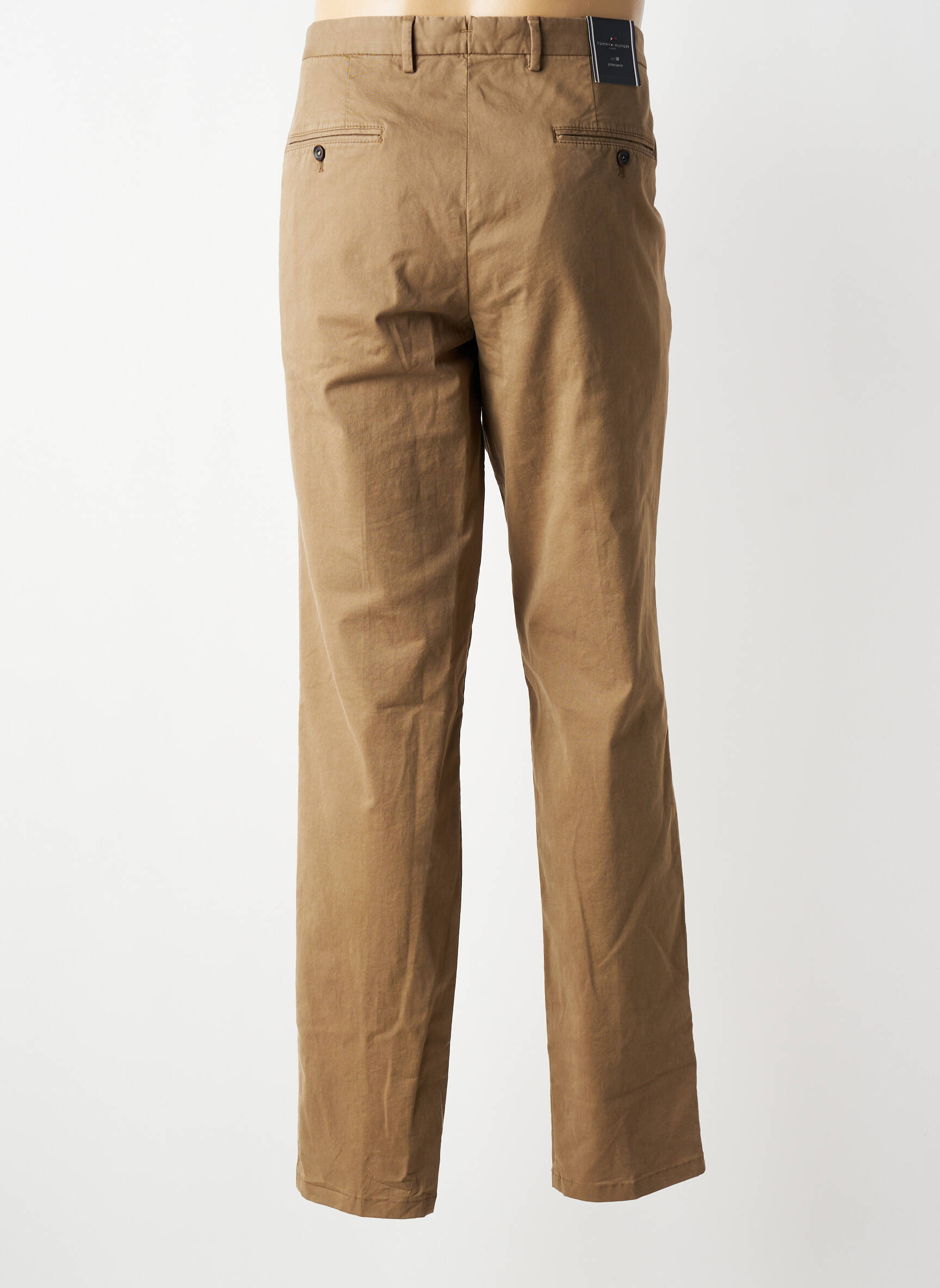 Pantalon chino tissage popeline taille normale marron TOMMY HILFIGER homme