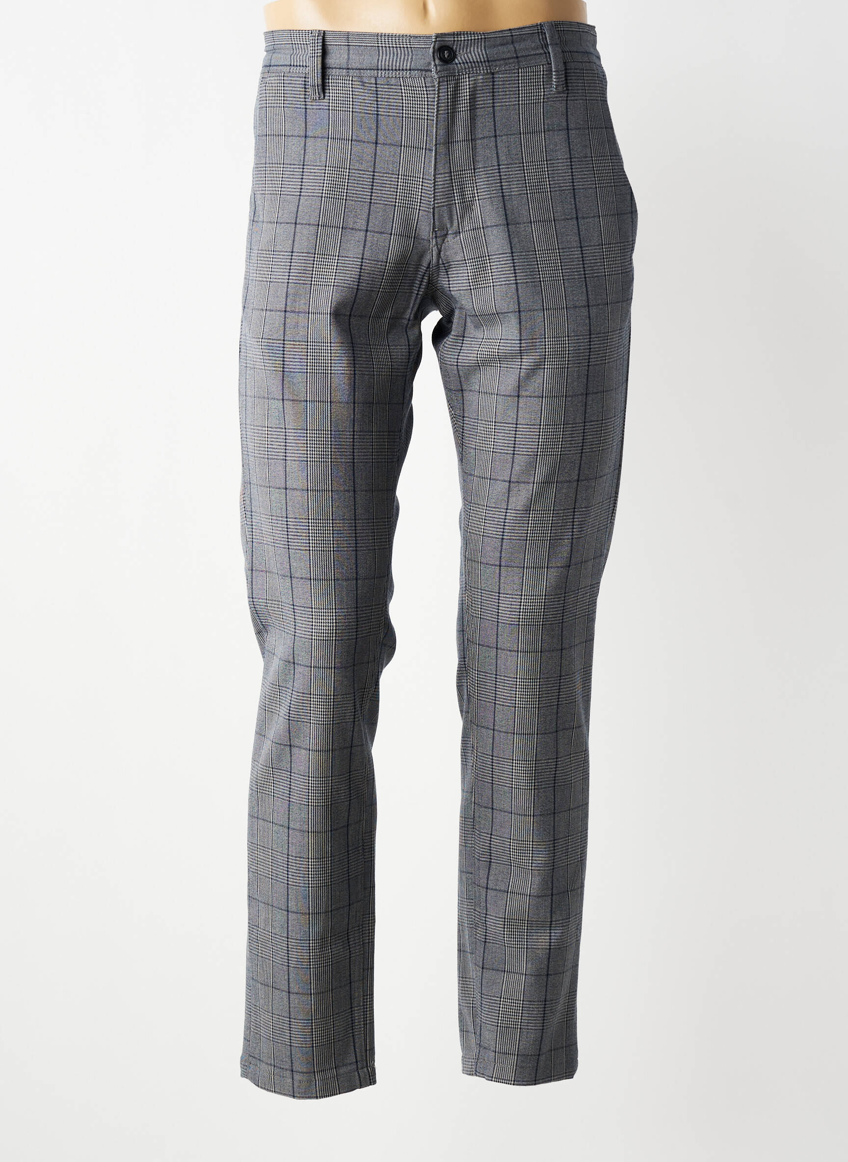 Pantalon chino imprimé imprimé prince de galle taille normale gris SELECTED homme
