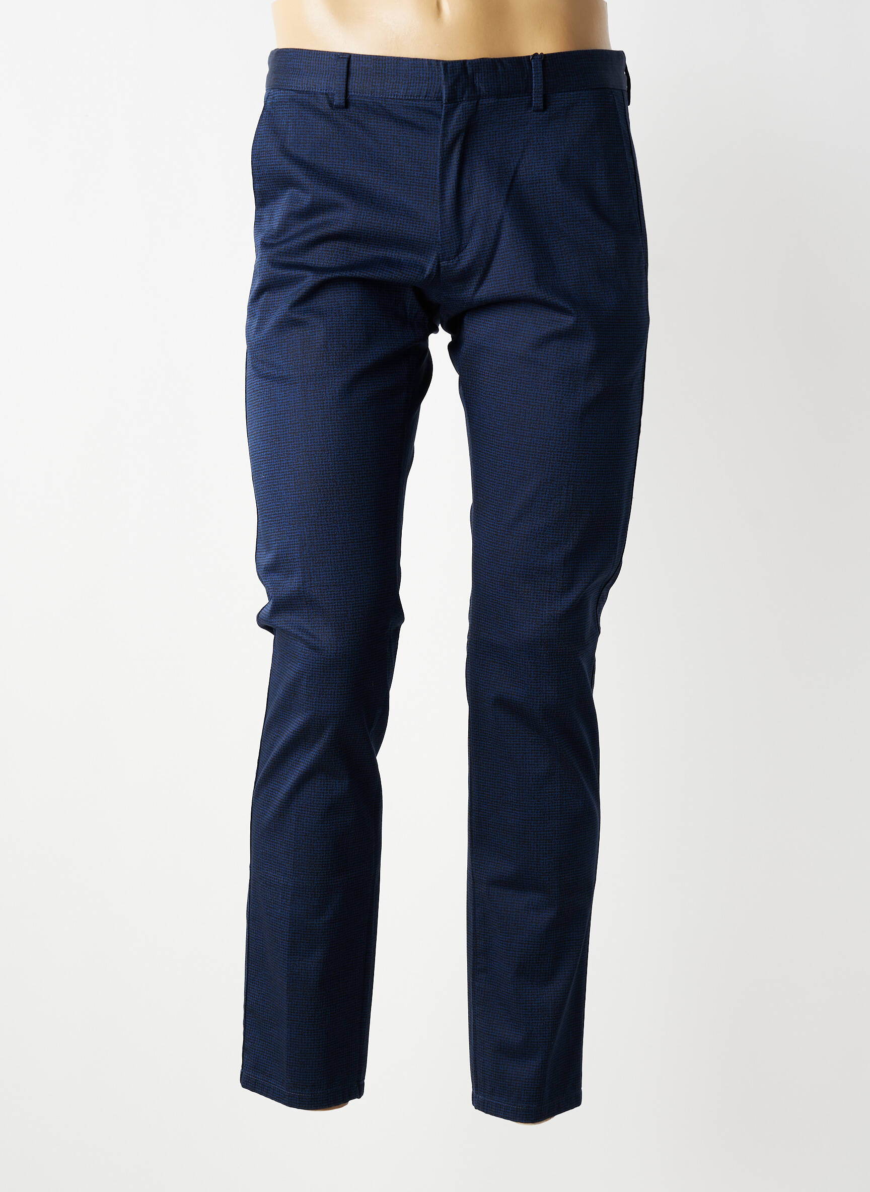 Pantalon chino fermeture zippée sous rabat avec crochet taille normale bleu CALVIN KLEIN homme