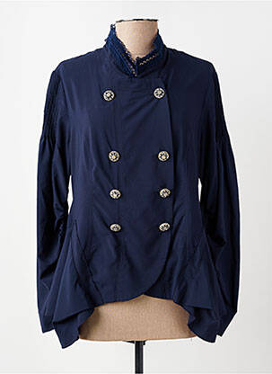 Veste chic fermeture boutonnée sur le devant bleu LESLIE femme