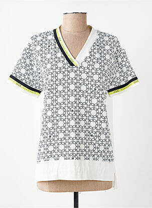 Top tissage crêpe manches courtes blanc LESLIE femme