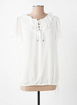 Blouse légère et transparente manches courtes blanc FRED SABATIER femme