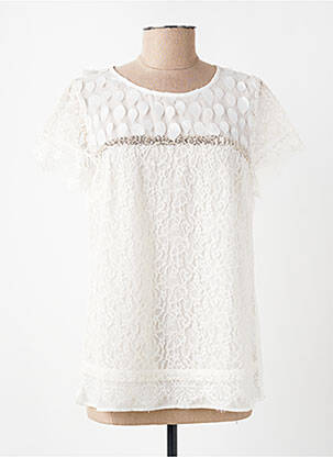 Top coupe fluide manches courtes blanc FRED SABATIER femme