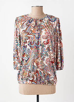 Blouse imprimé fleurs manches 3/4 beige K-DESIGN femme