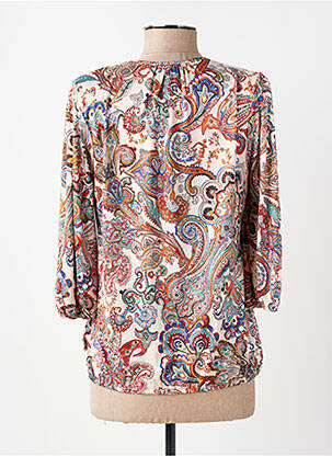 Blouse imprimé fleurs manches 3/4 beige K-DESIGN femme