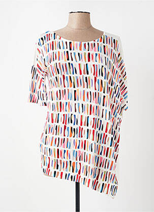Pull tunique stretch manches courtes rouge JEI'S BY LETIZIA DENARO femme
