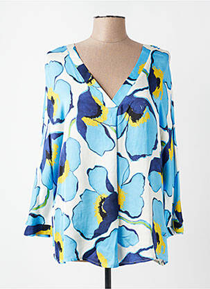 Tunique manches longues col v bleu ELEONORA AMADEI femme