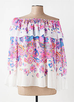 Blouse légère et transparente manches 3/4 rose LESLIE femme