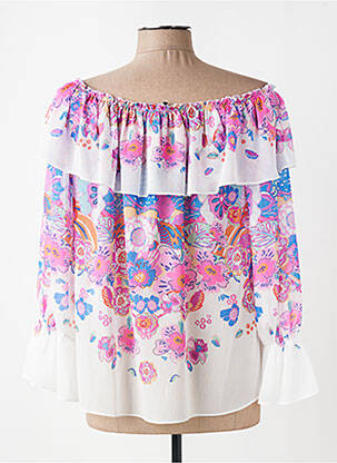 Blouse légère et transparente manches 3/4 rose LESLIE femme