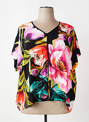 Blouse tissage popeline manches 3/4 noir ELEONORA AMADEI femme