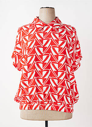 Blouse tissage popeline manches courtes rouge TUZZI femme