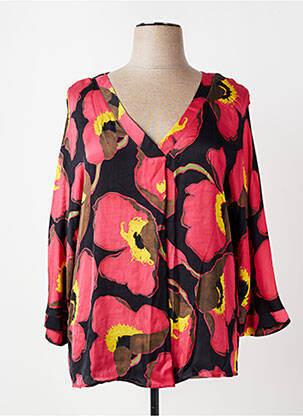 Blouse imprimé fleurs manches longues rouge ELEONORA AMADEI femme