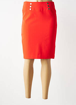 Jupe mi-longue taille à pinces orange MORGAN femme