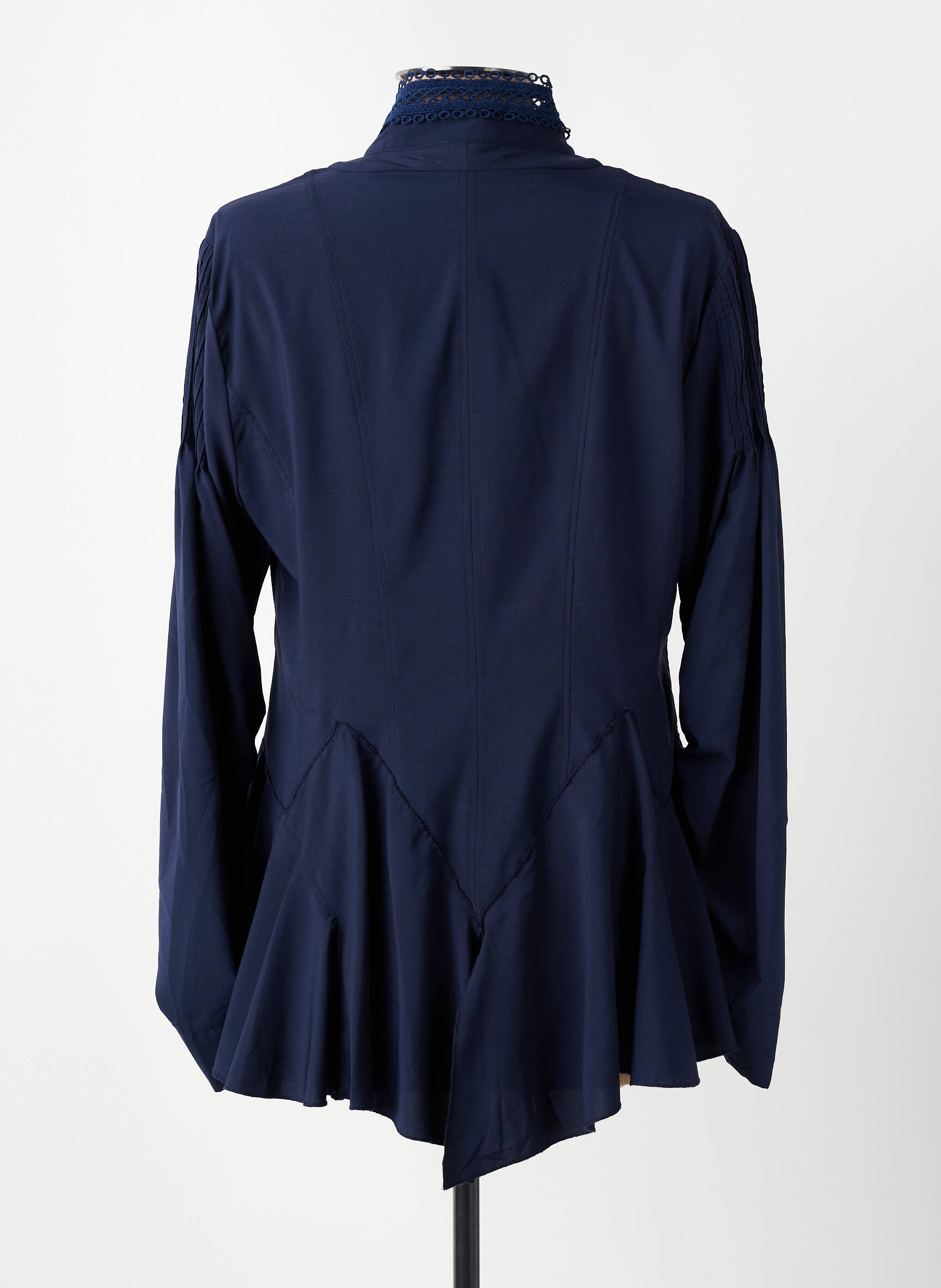 Veste chic fermeture boutonnée sur le devant bleu LESLIE femme