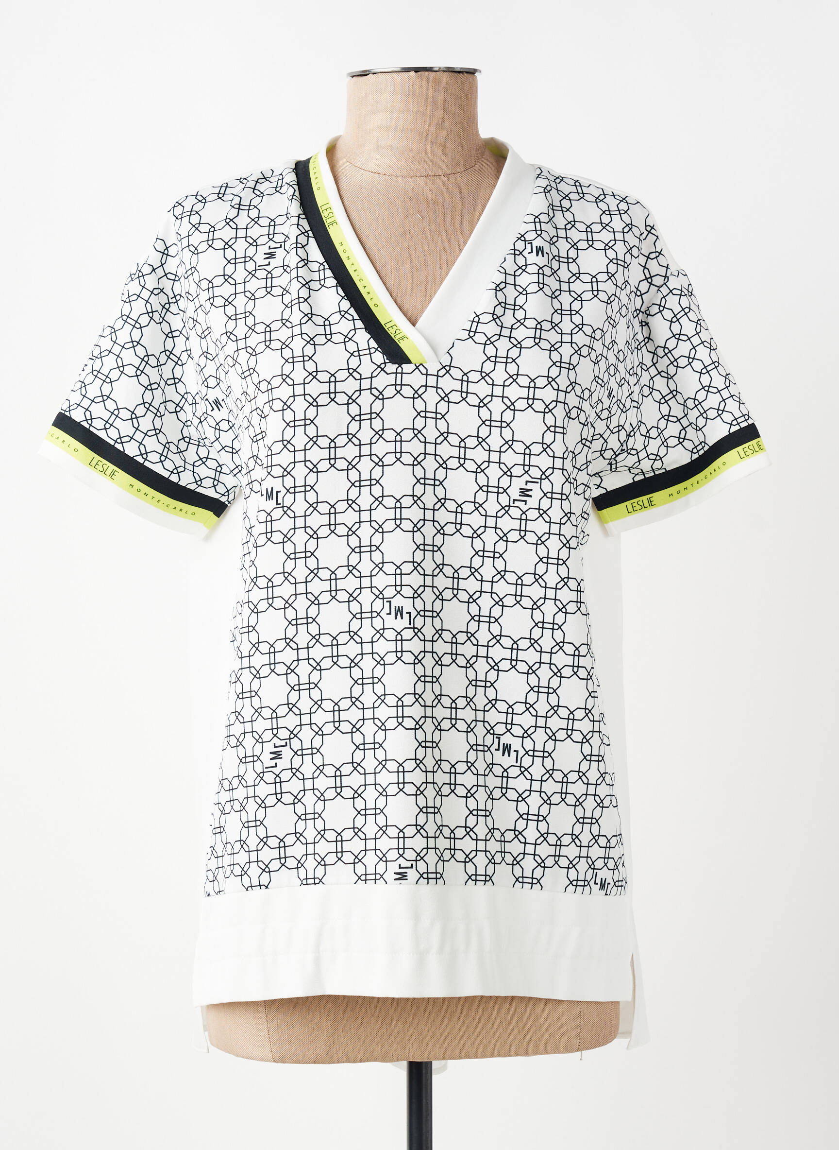 Top tissage crêpe manches courtes blanc LESLIE femme