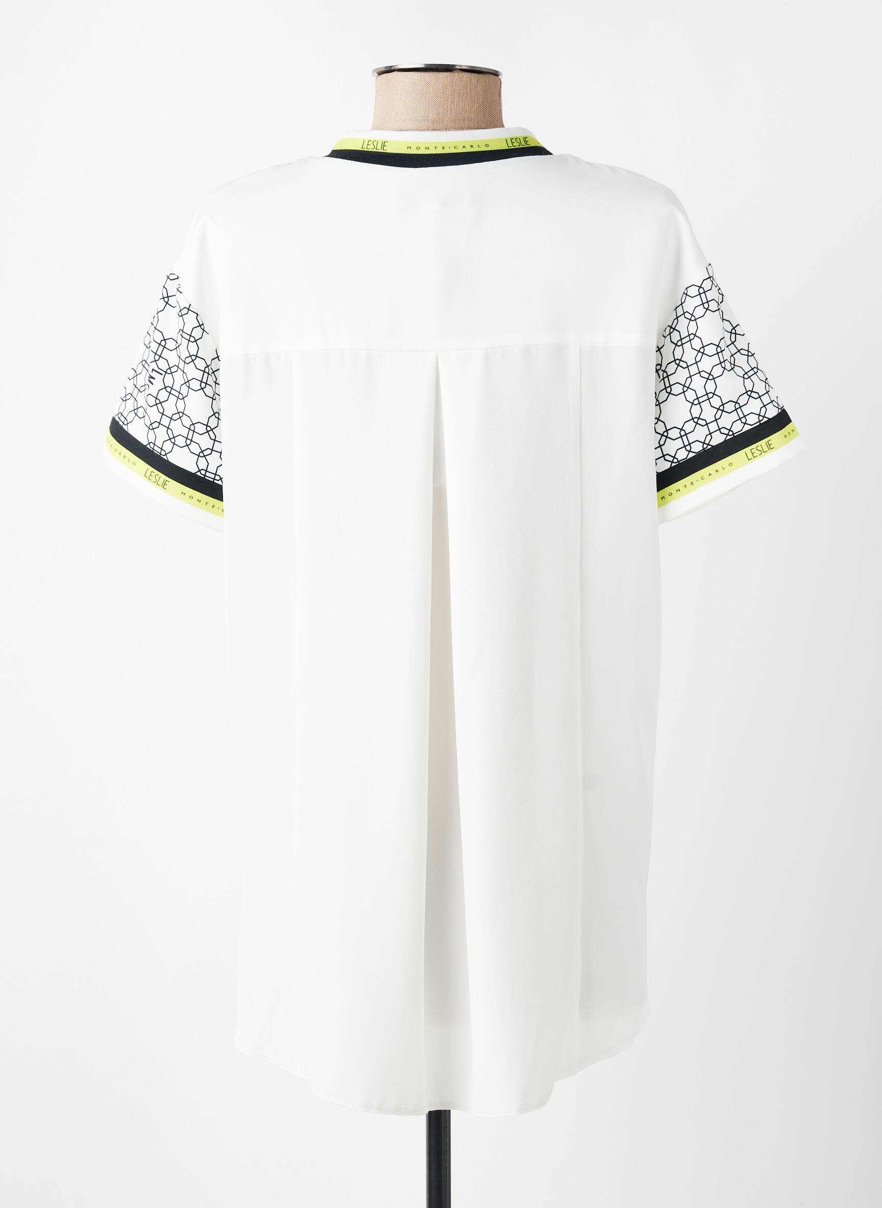 Top tissage crêpe manches courtes blanc LESLIE femme