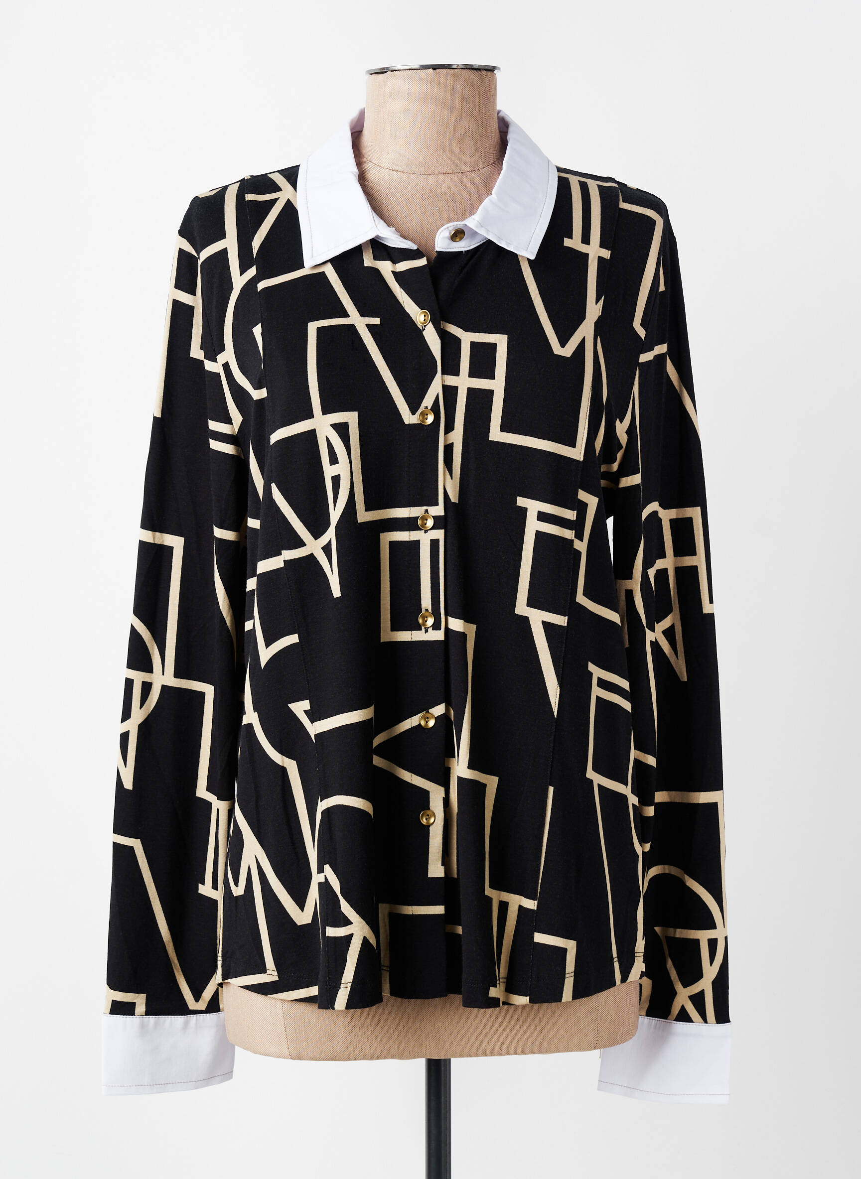 Chemisier coupe cintrée manches longues noir DOLCEZZA femme