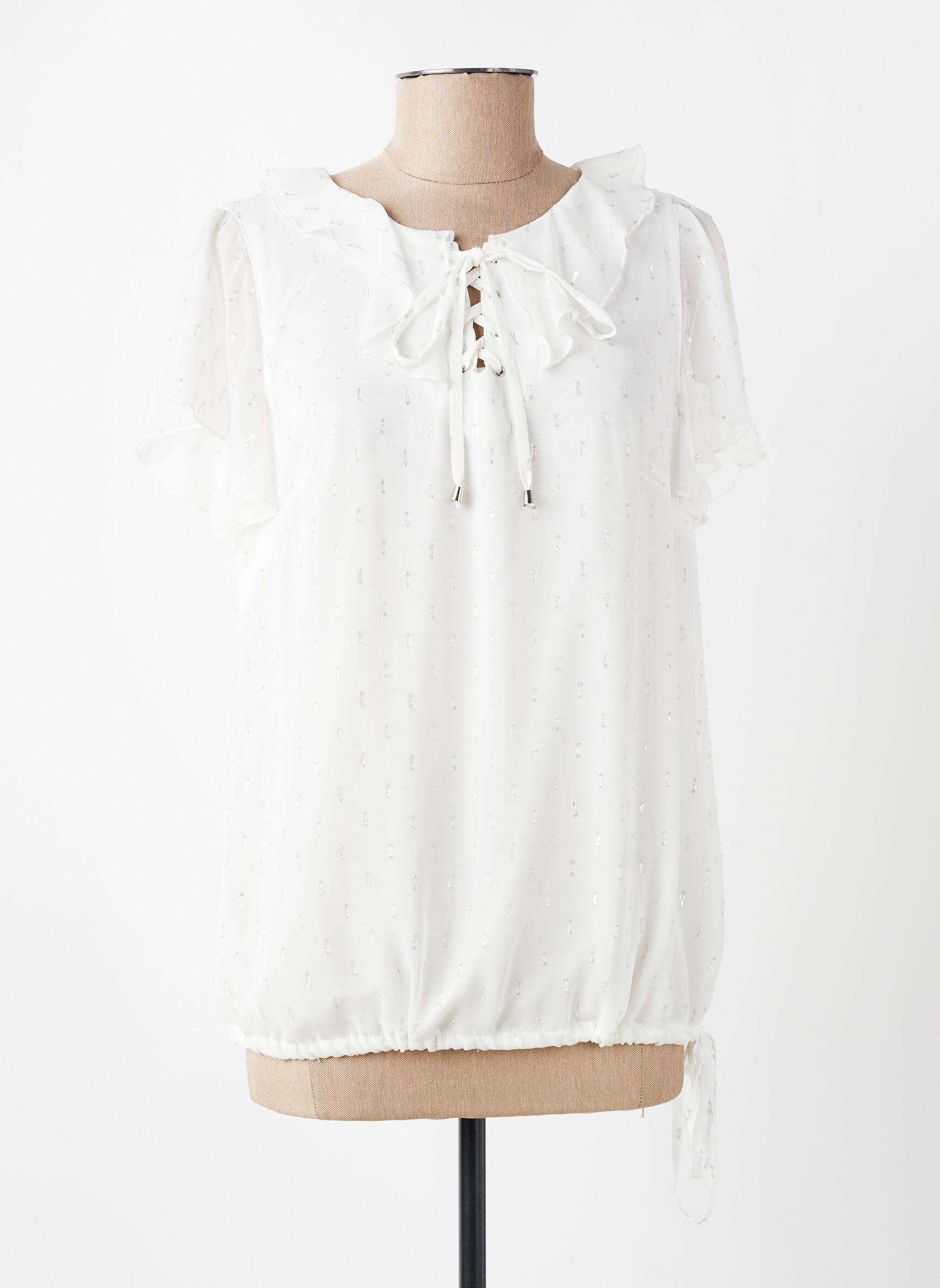 Blouse légère et transparente manches courtes blanc FRED SABATIER femme