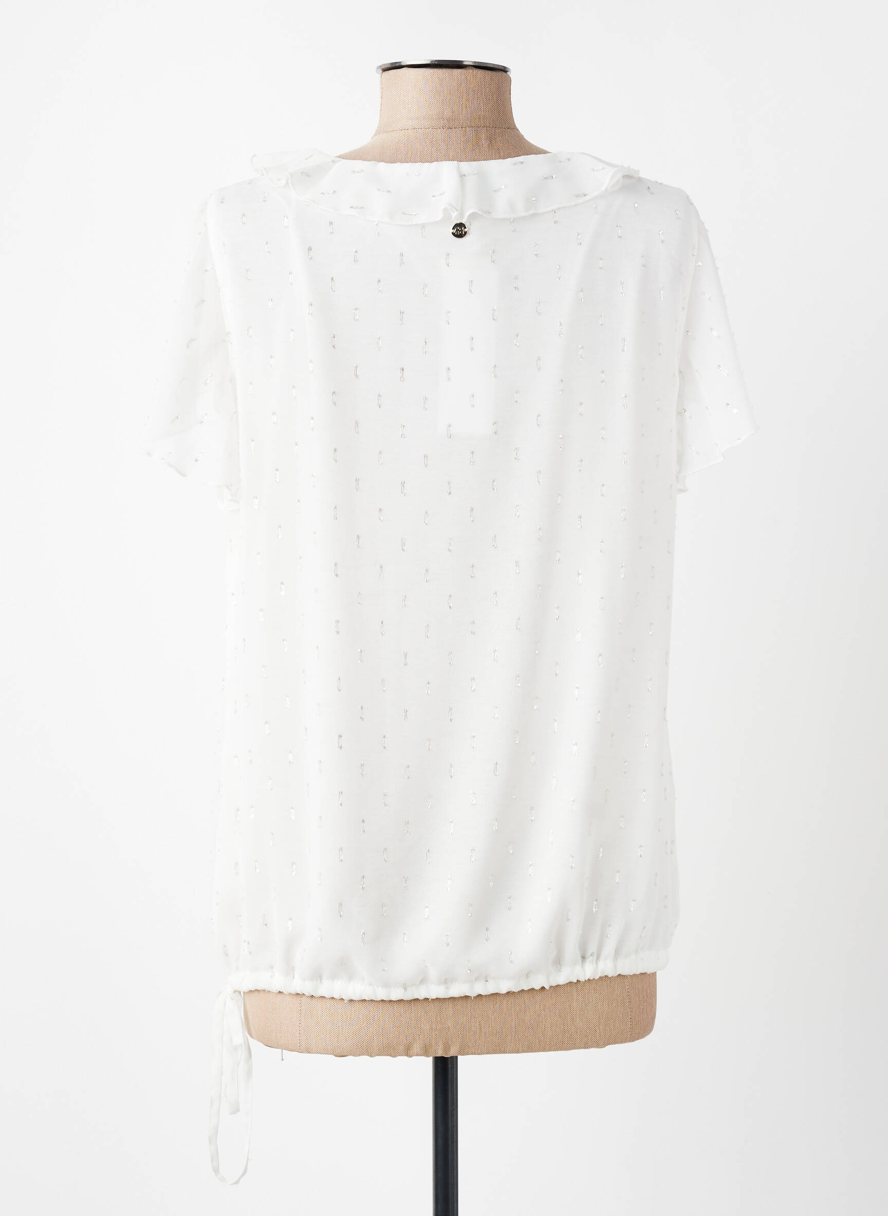 Blouse légère et transparente manches courtes blanc FRED SABATIER femme