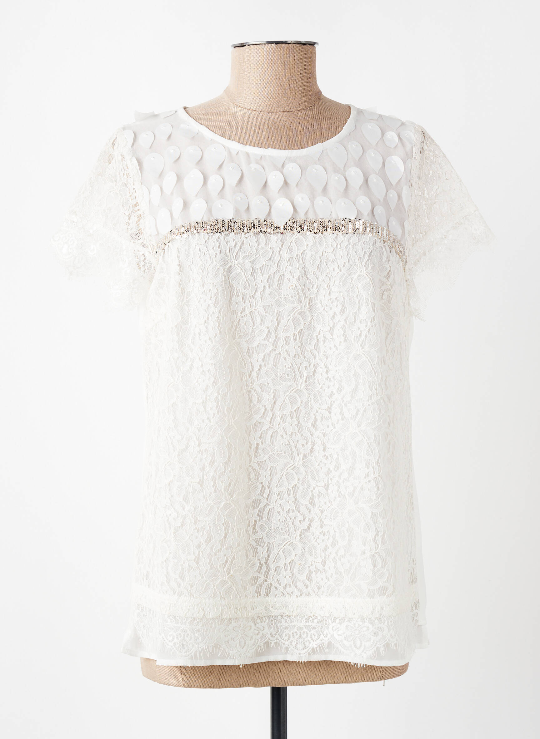Top coupe fluide manches courtes blanc FRED SABATIER femme