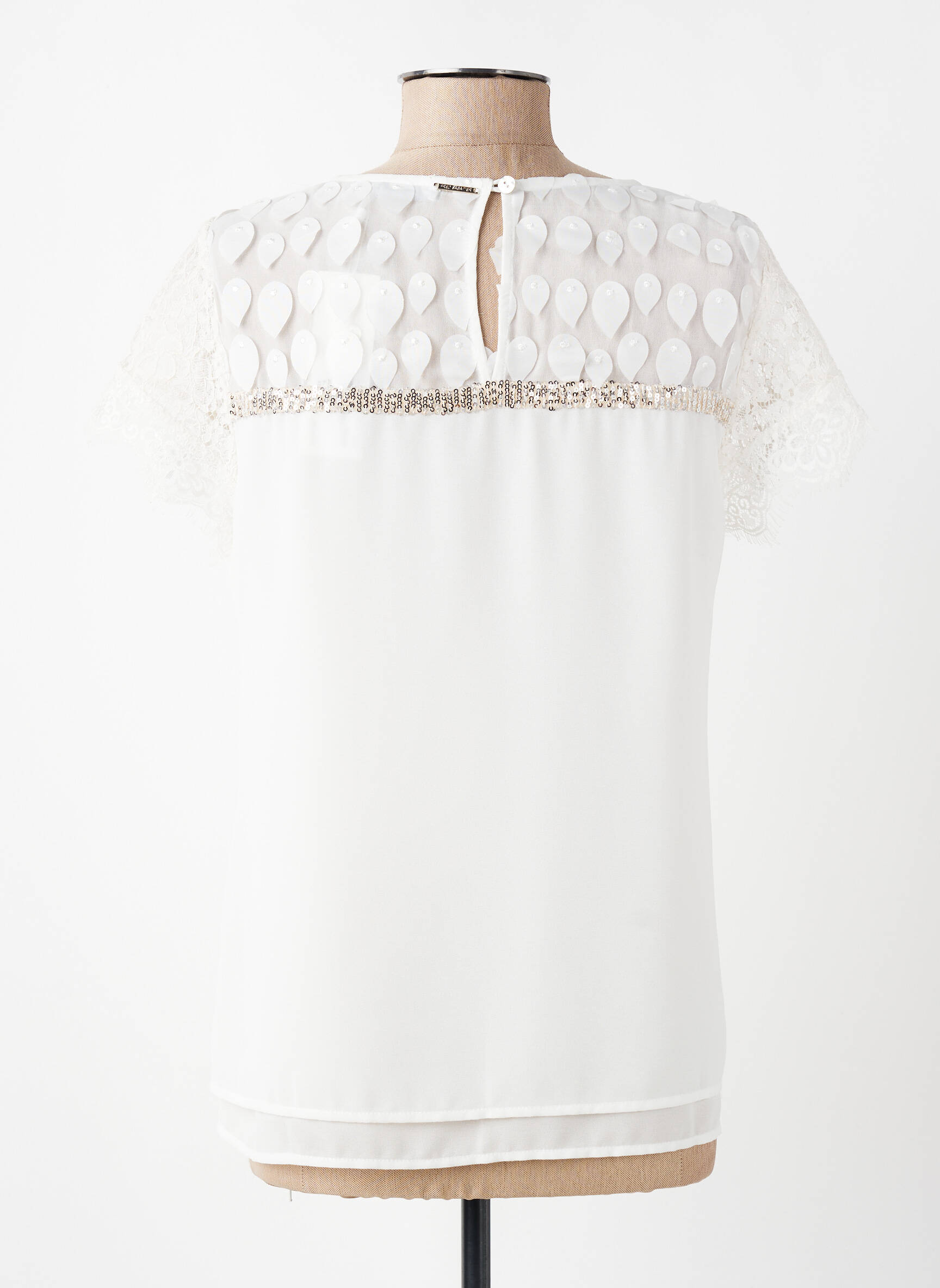 Top coupe fluide manches courtes blanc FRED SABATIER femme