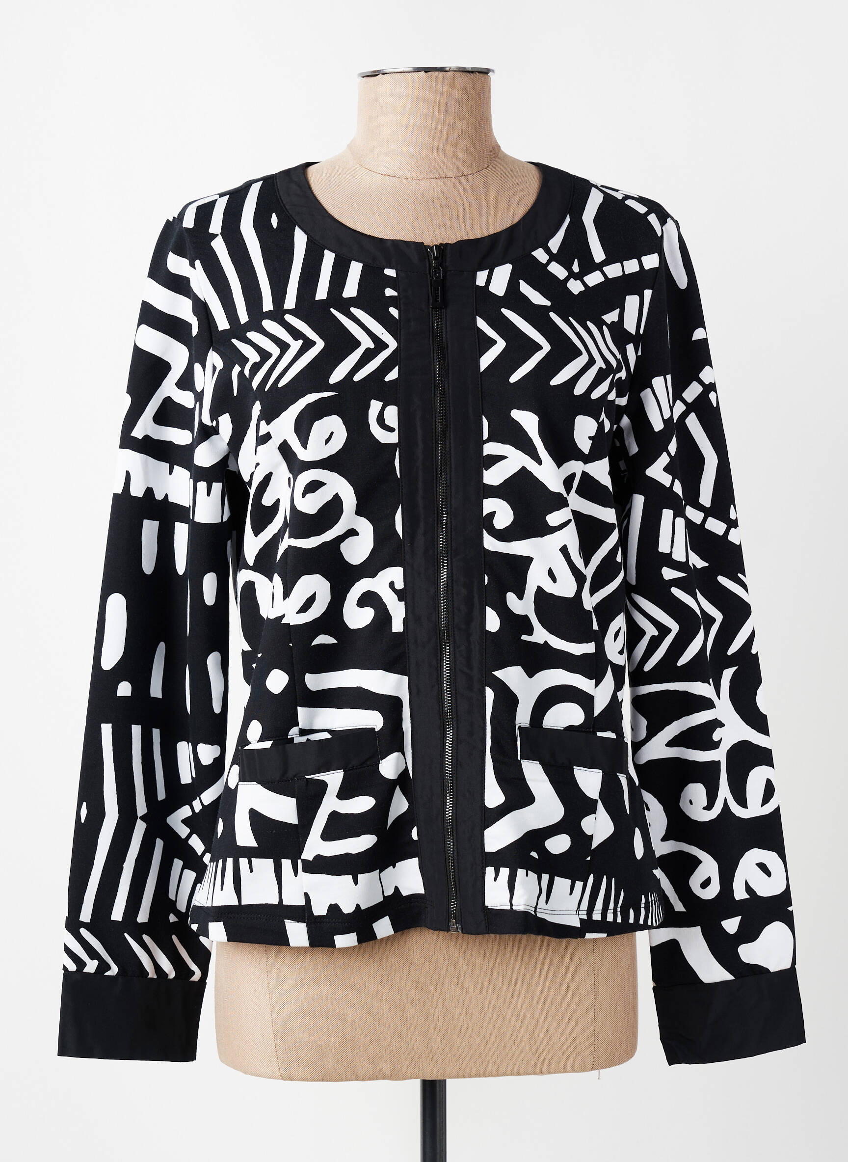 Veste casual col rond noir DOLCEZZA femme