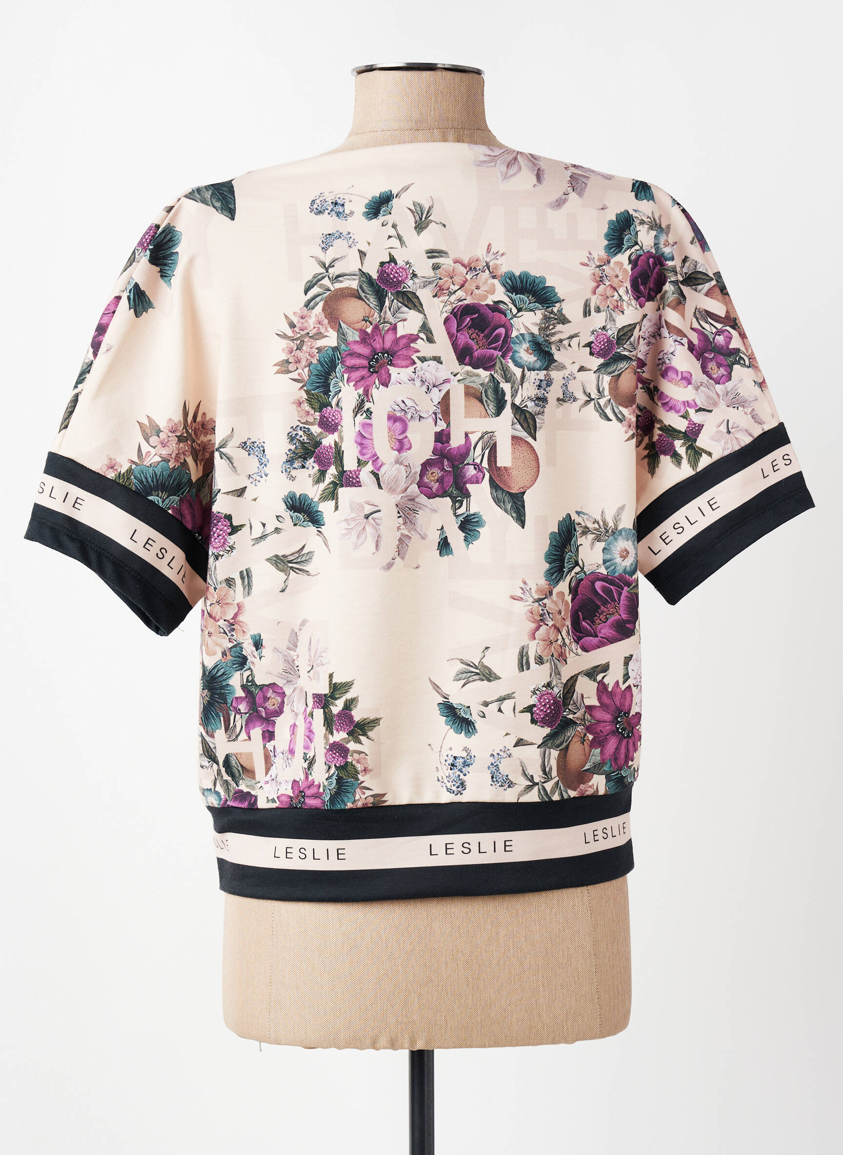 Sweat-shirt stretch manches courtes beige LESLIE femme