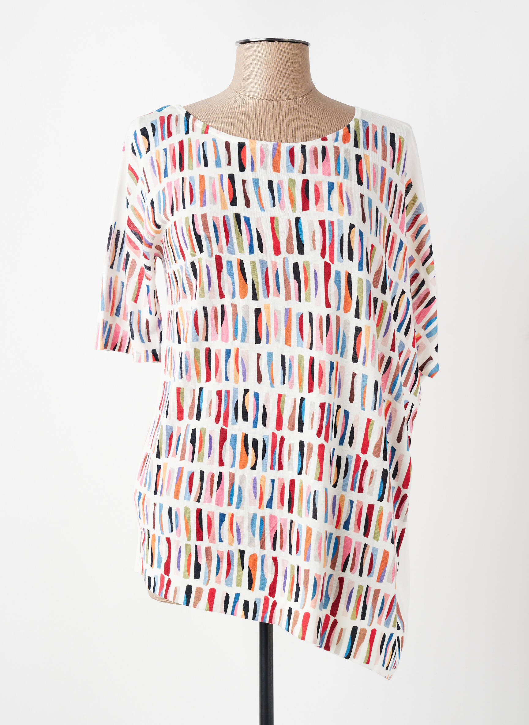 Pull tunique stretch manches courtes rouge JEI'S BY LETIZIA DENARO femme