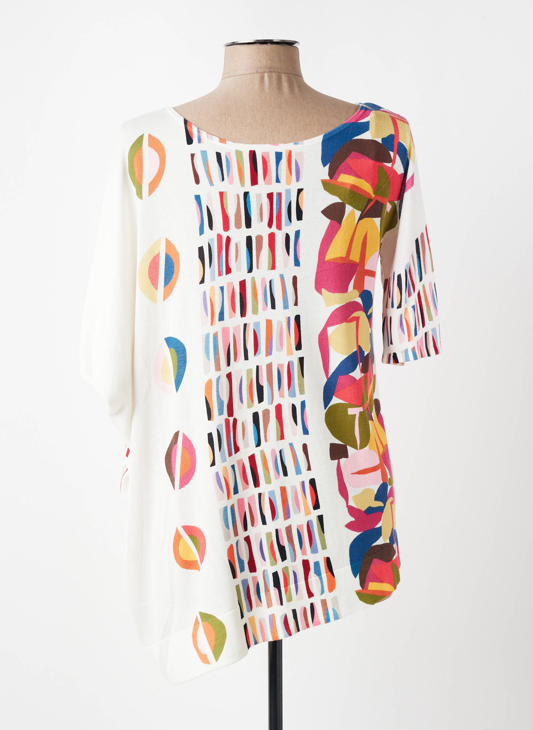 Pull tunique stretch manches courtes rouge JEI'S BY LETIZIA DENARO femme