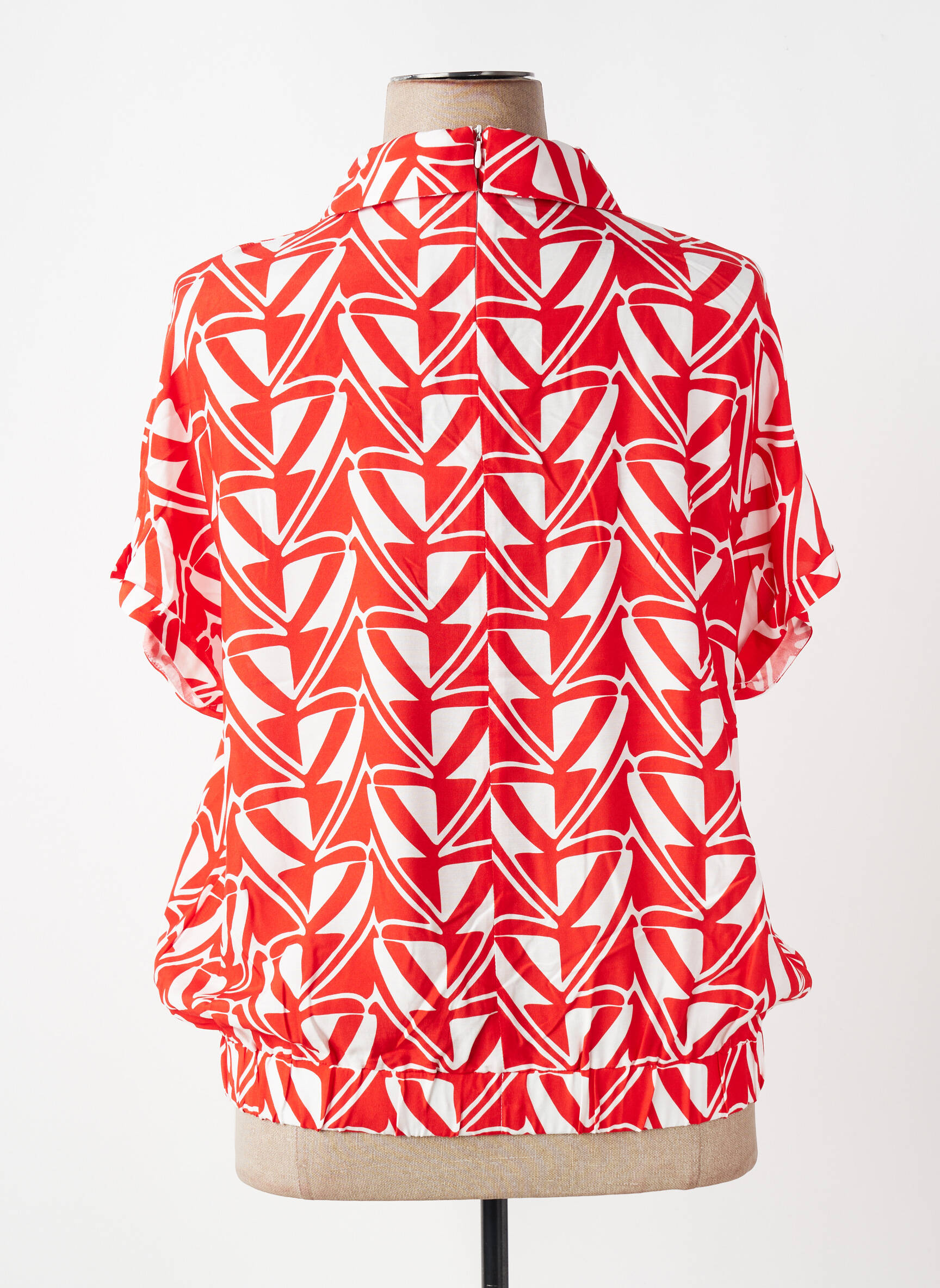 Blouse tissage popeline manches courtes rouge TUZZI femme