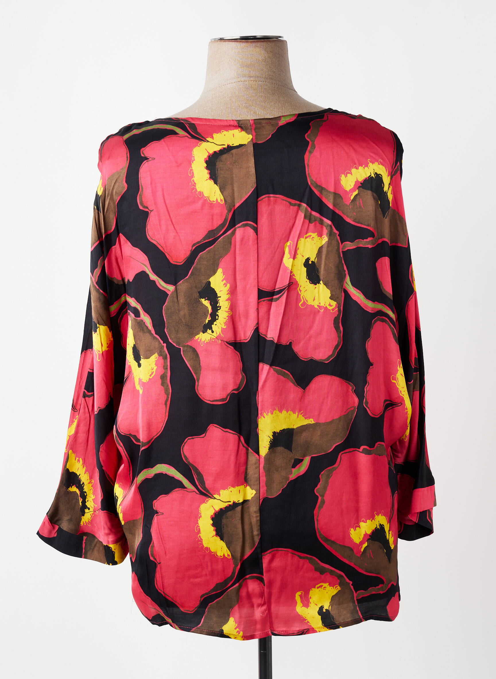 Blouse imprimé fleurs manches longues rouge ELEONORA AMADEI femme