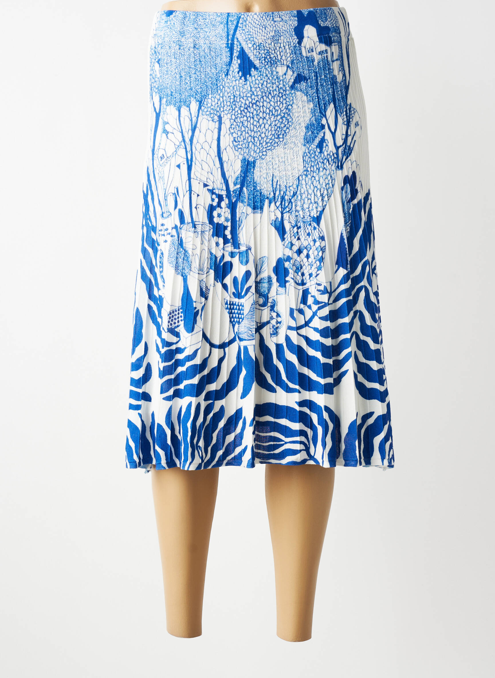 Jupe mi-longue stretch bleu JEI'S BY LETIZIA DENARO femme