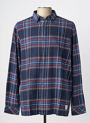 Chemise manches longues imprimé écossais bleu SOLID homme