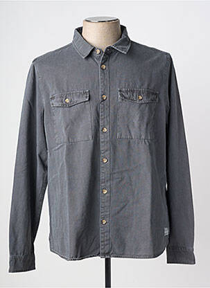 Chemise manches longues poches gris SOLID homme