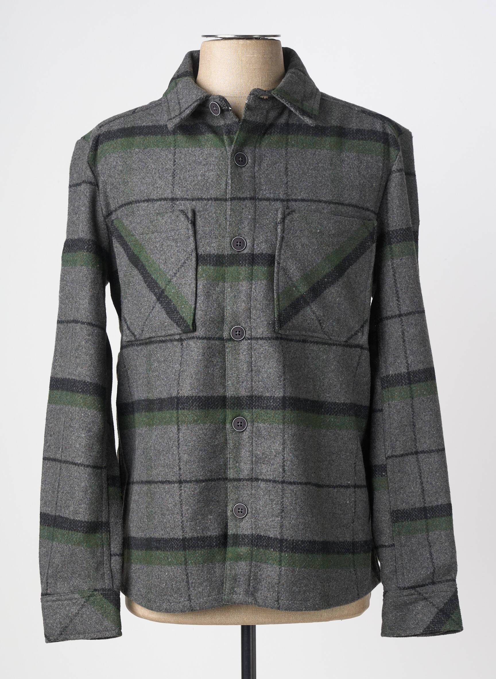 Veste casual fermeture boutonnée sur le devant gris SOLID homme