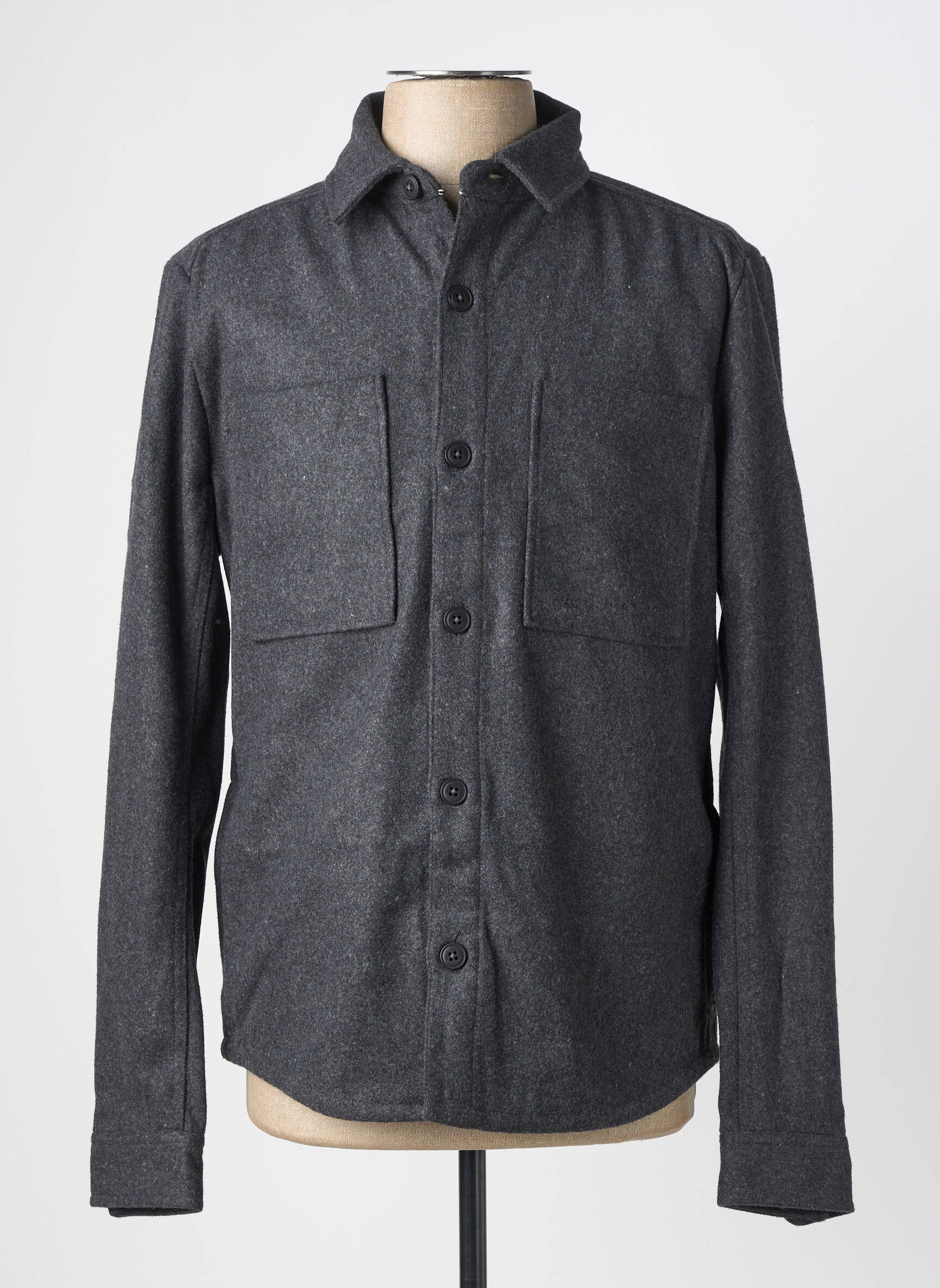 Veste casual fermeture boutonnée sur le devant gris SOLID homme