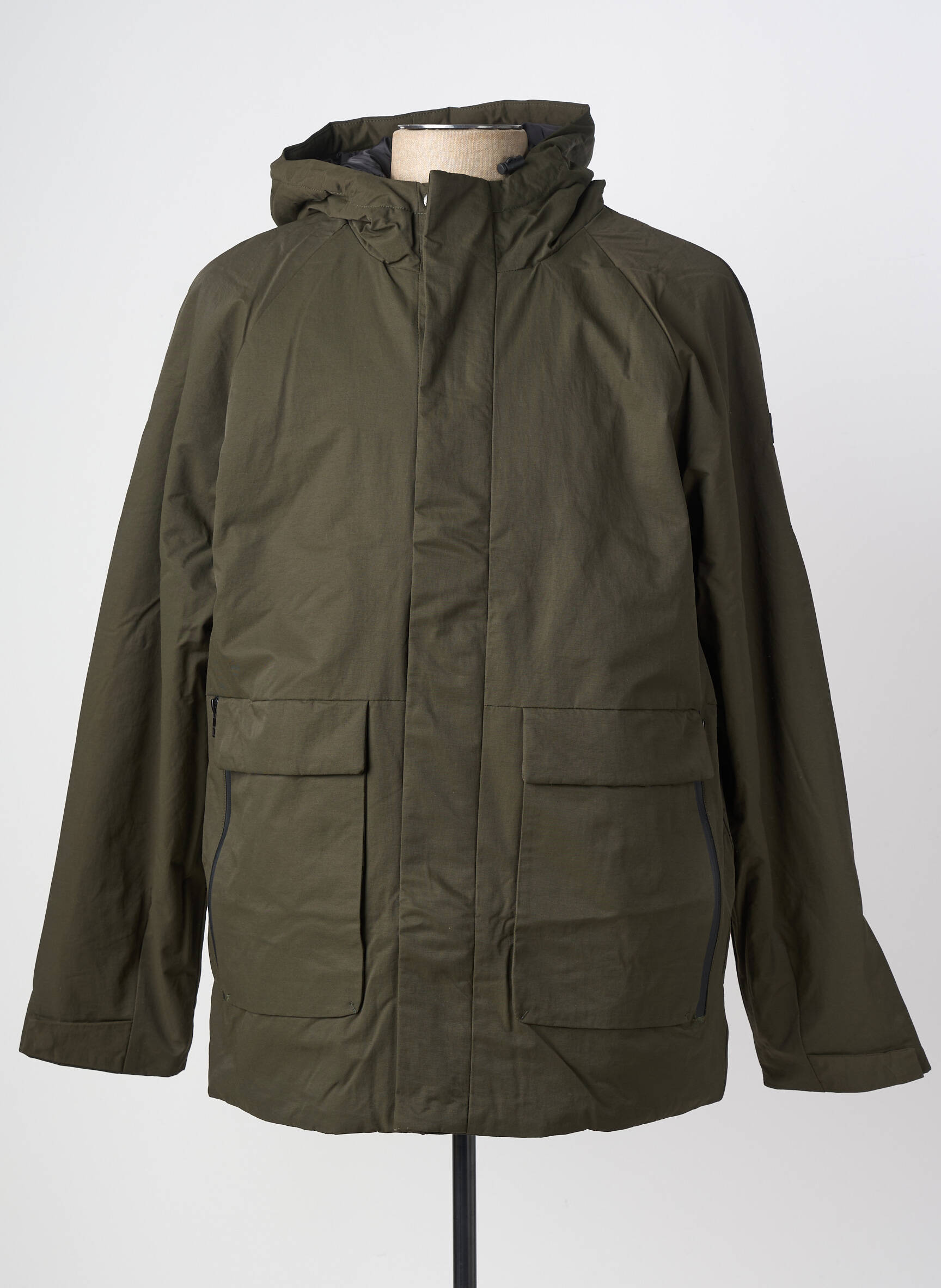 Parka coupe droite a capuche vert SOLID homme